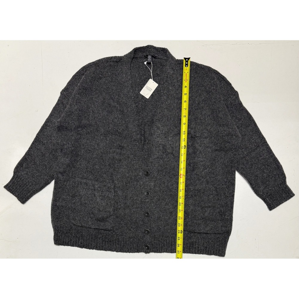 Eileen Fisher Charcoal Gray Mohair Wool Blend Oversized Cardigan Sweater XL NWT
